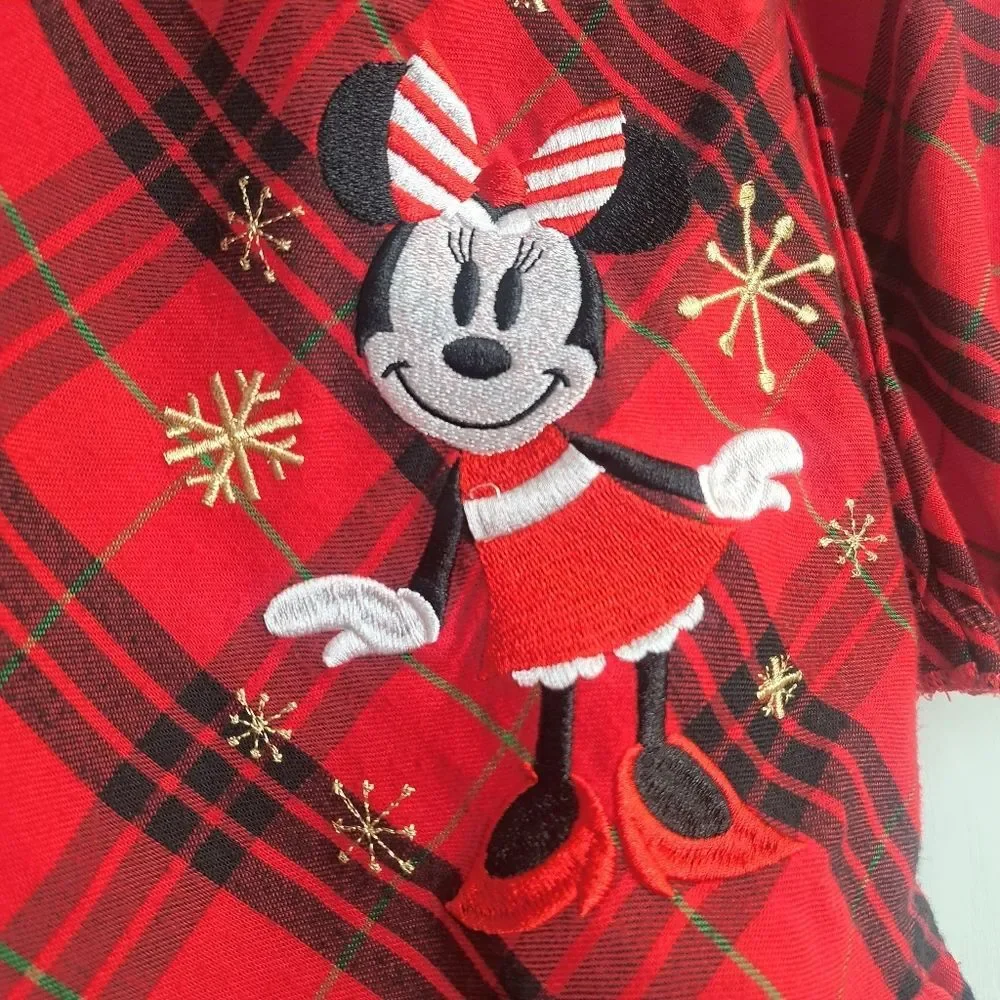 Minnie Mouse Christmas Disney Store Holiday Nightgown Bows Plaid - Picture 2 of 5